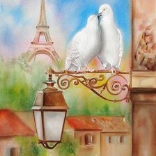 Оригинал схемы вышивки «голуби в париже» (№1073898)