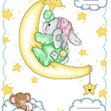 Схема вышивки «зайка на луне»