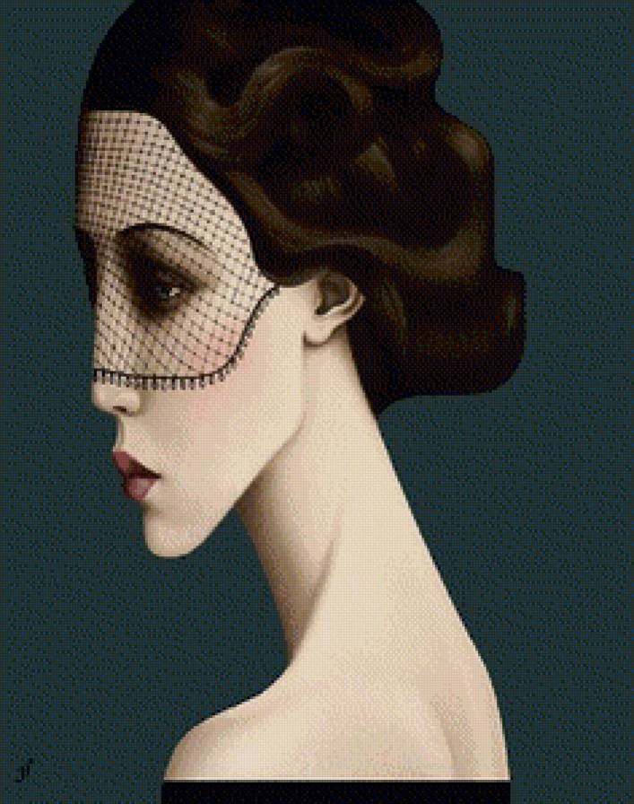 женщина в вуали - женщина, портрет - предпросмотр