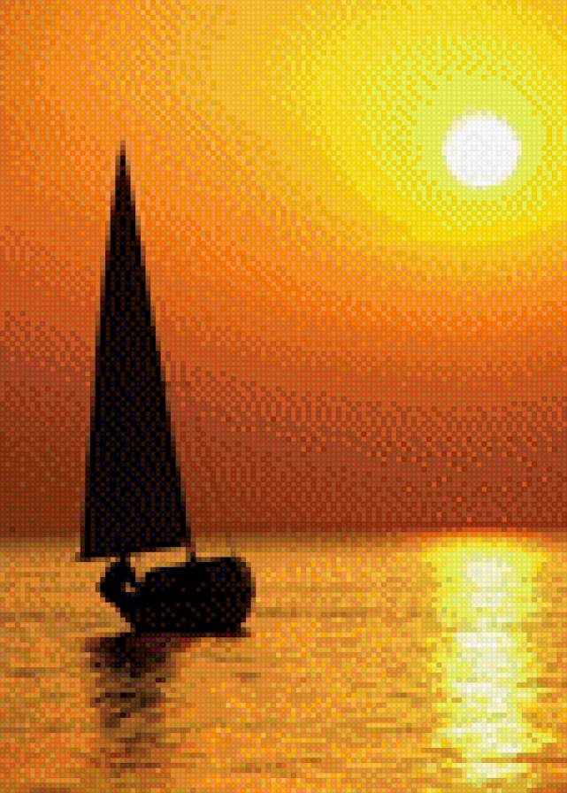 Лодка на закате - лодка закат - предпросмотр