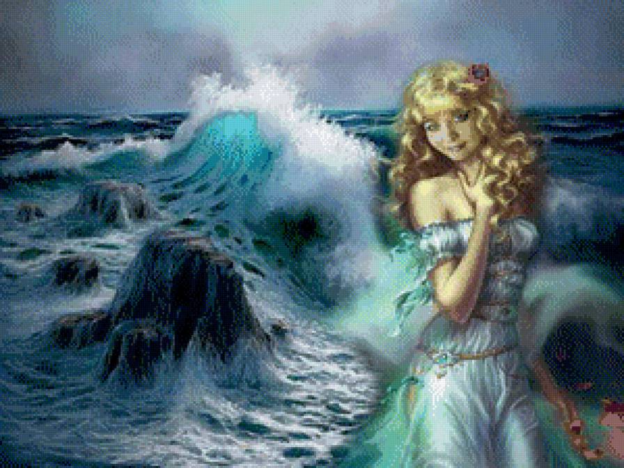 девушка и волны - предпросмотр