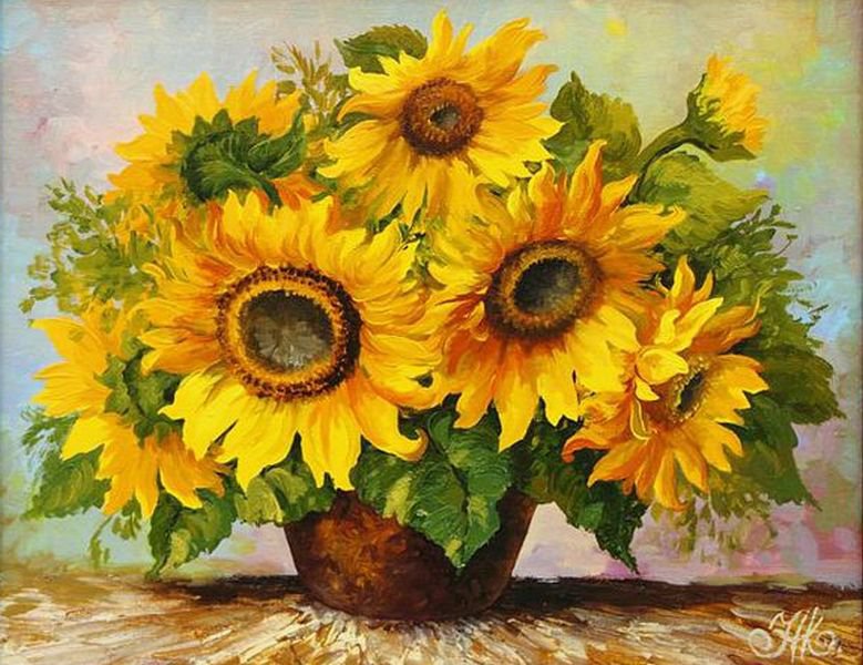 букет - подсолнухи в вазе - оригинал