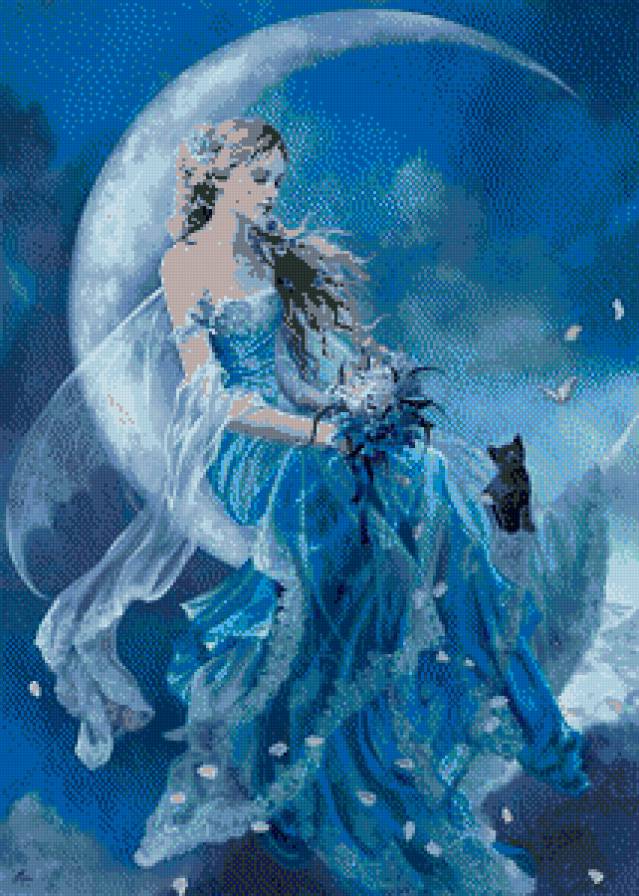 Девушка на месяце - луна - предпросмотр