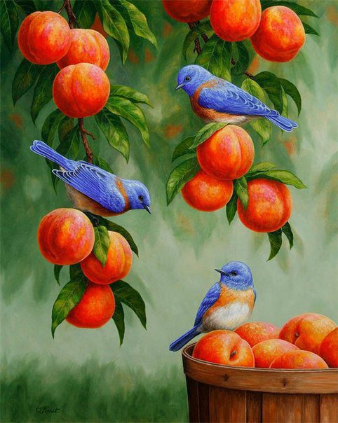 райские птицы и персики_120 - оригинал