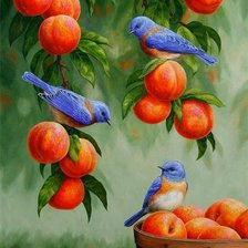 Схема вышивки «райские птицы и персики_120»