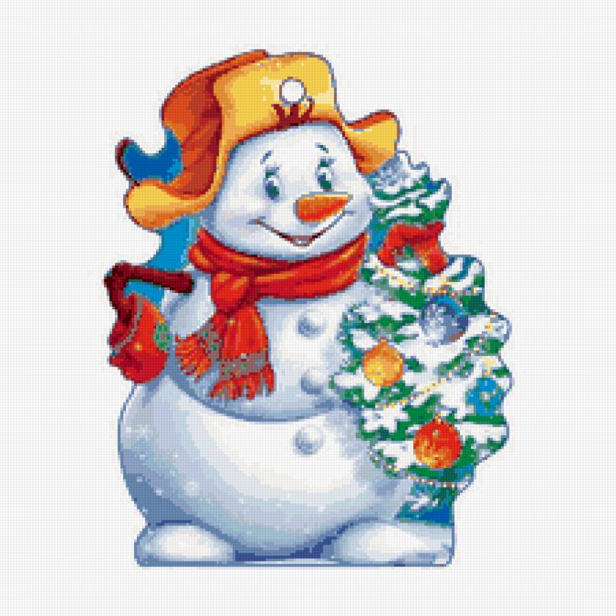 Новогодняя - детские, снеговик, новогодняя, подушка - предпросмотр