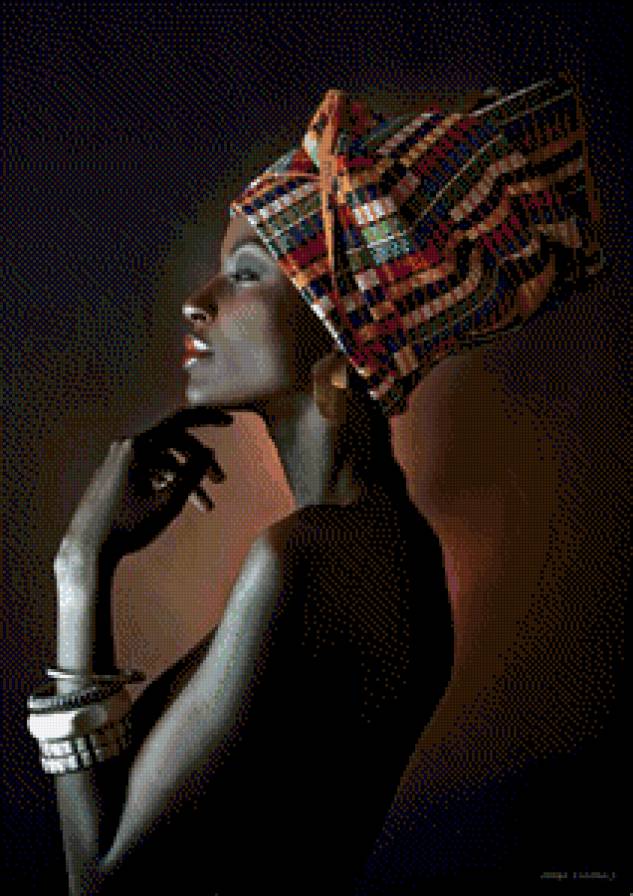 Афроамериканка - девушка, темный фон - предпросмотр