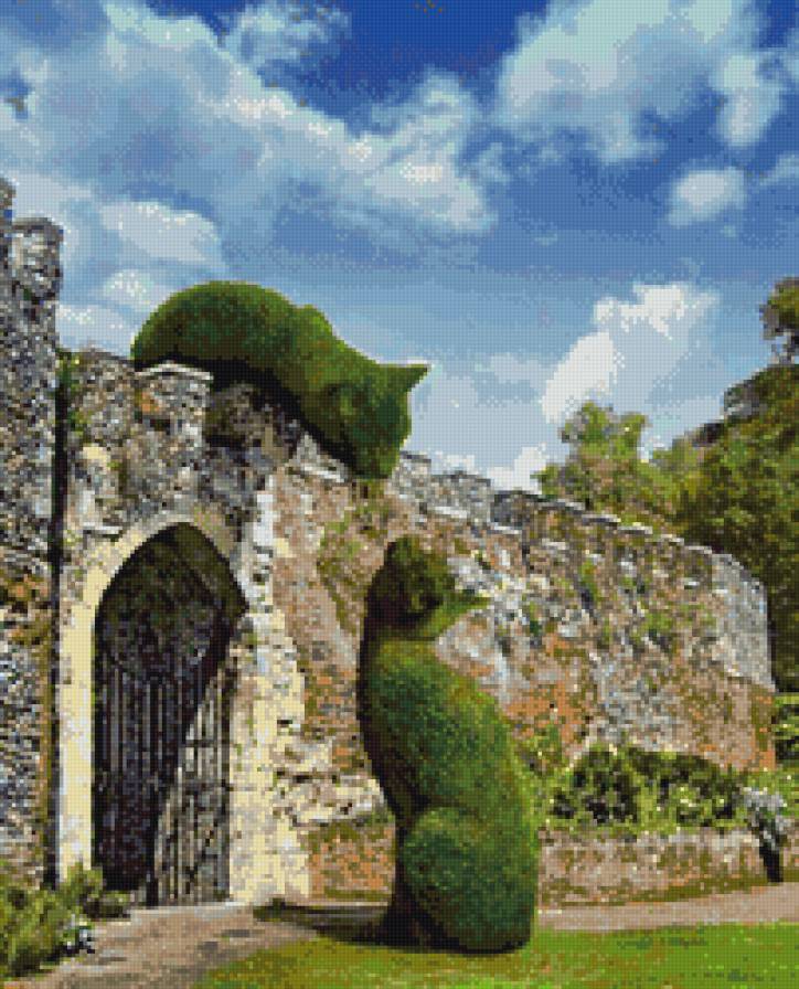 Топиари 2 - ворота, кошки, стена, кусты, деревья - предпросмотр