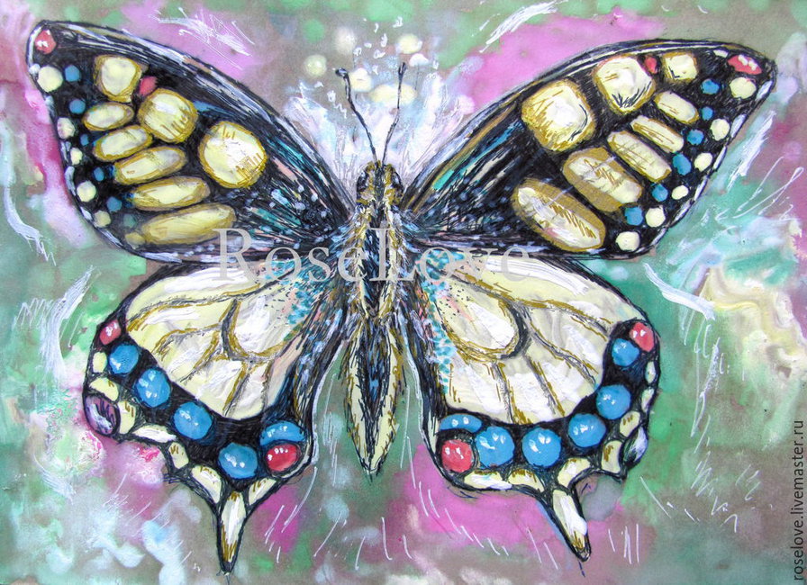 Бабочка - искусство, картина, живопись - оригинал