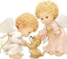 Схема вышивки «Ангелочки со щенком»