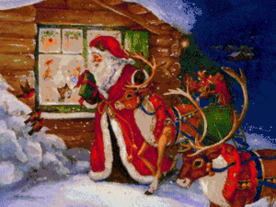 Новый год - дед мороз, олени, новогодняя ночь - предпросмотр