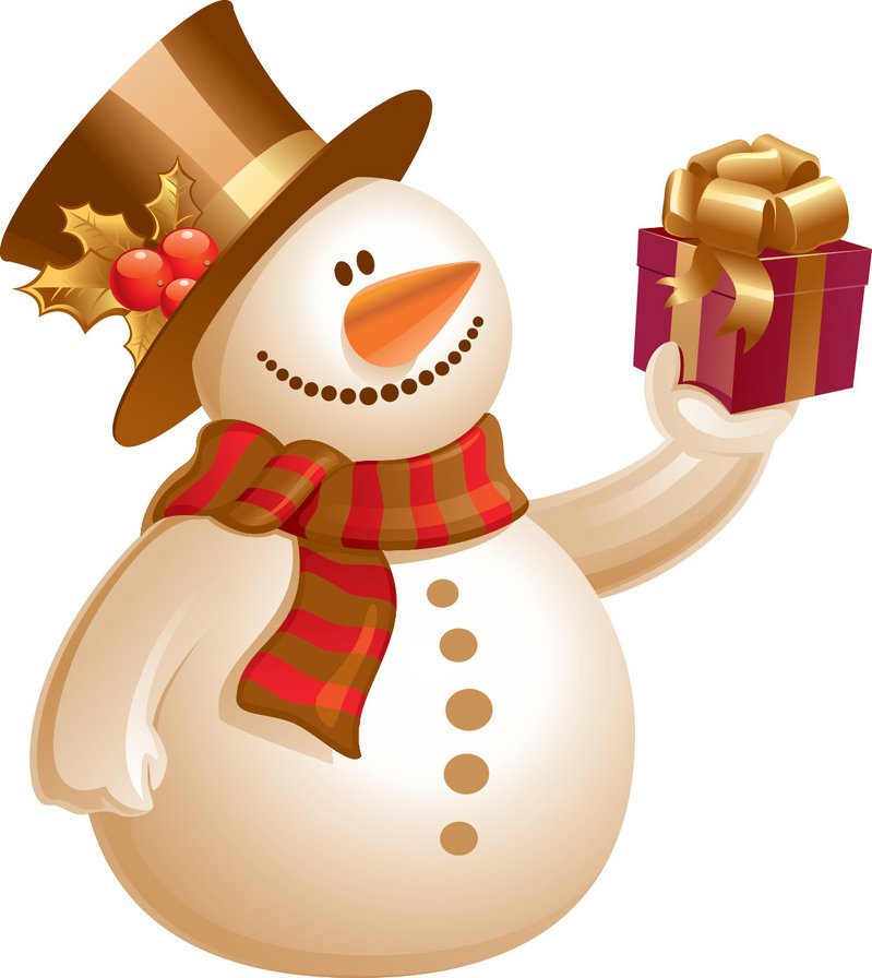 снеговик и подарок - подарок, новый год, снеговик, 2016 - оригинал