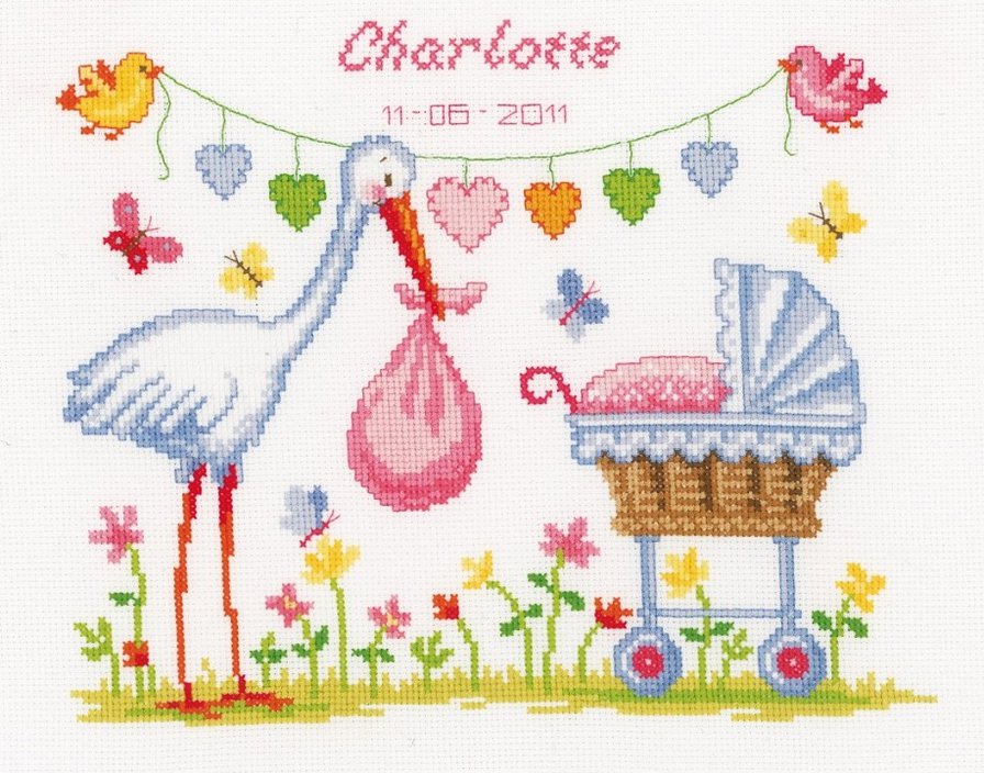 аист и малышка - дети, девочка, аист, рождение - оригинал