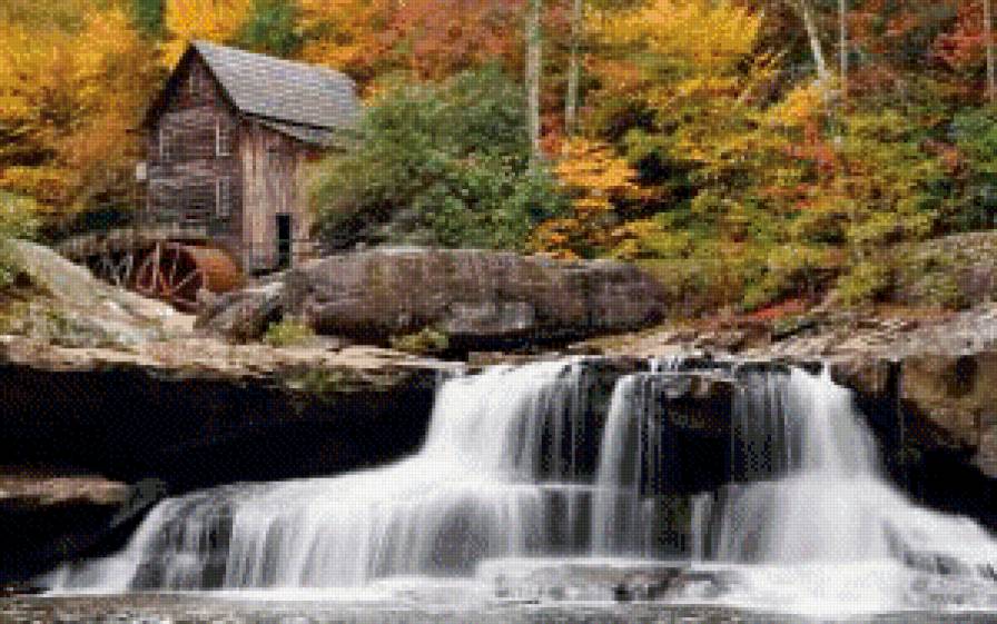 Водяная мельница в лесу - предпросмотр