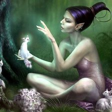 Схема вышивки «эльф и кошки»