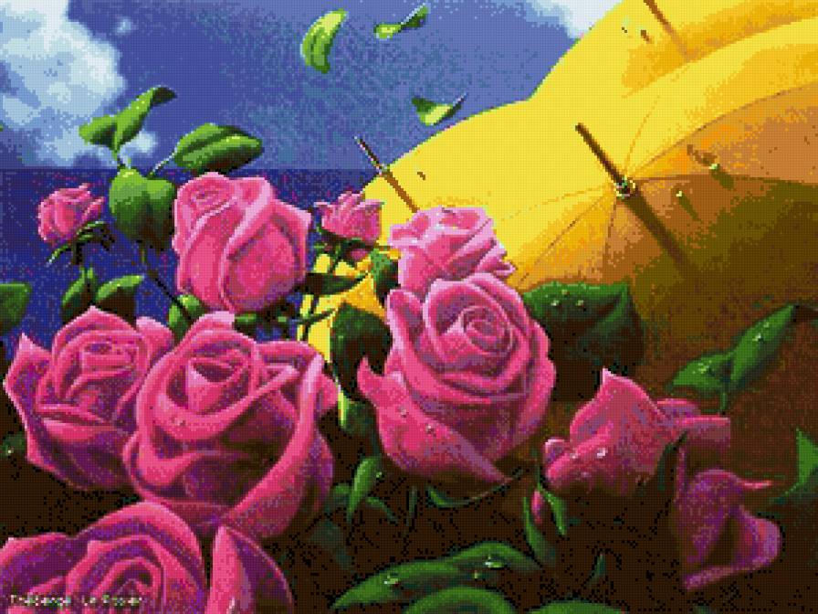Розовые розы - розы, зонт - предпросмотр