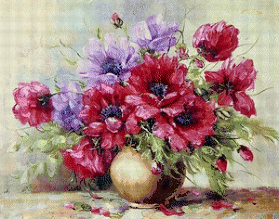 пионы розовые в вазе перемешивание 75% - предпросмотр