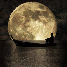 barca bajo la luna