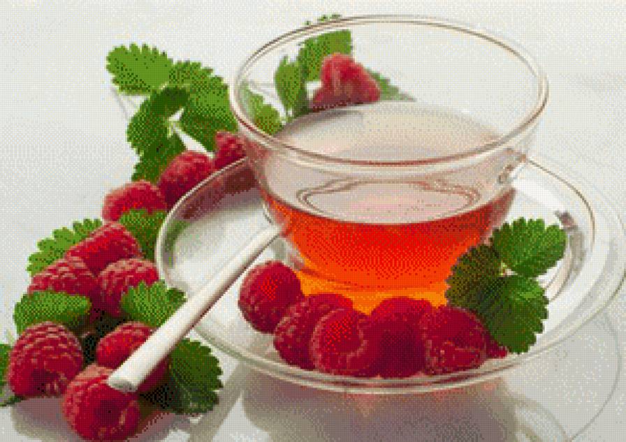 Малина с чаем - ягода, чай, малина - предпросмотр