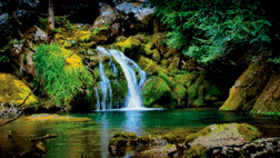 Водопад - водопад, природа, зелень - предпросмотр