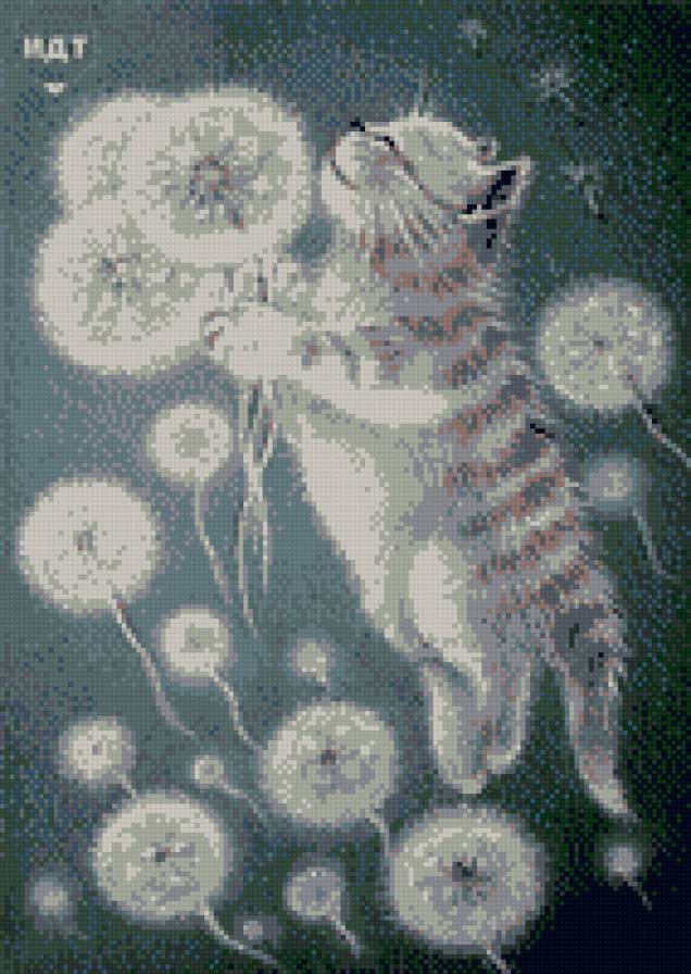 кот и одуванчики - предпросмотр