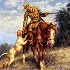 Схема вышивки «охотник с собакой»