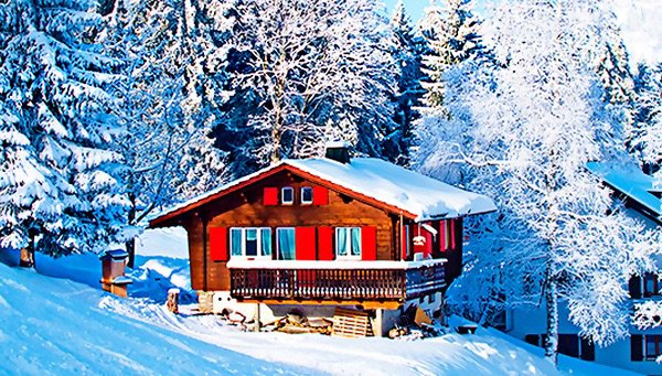 Домик - лес, зима, дом - оригинал