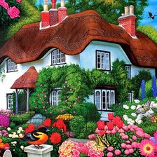 Схема вышивки «Дом в цветах»