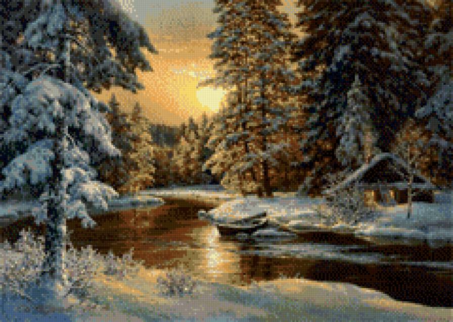 зима у реки - зима река - предпросмотр