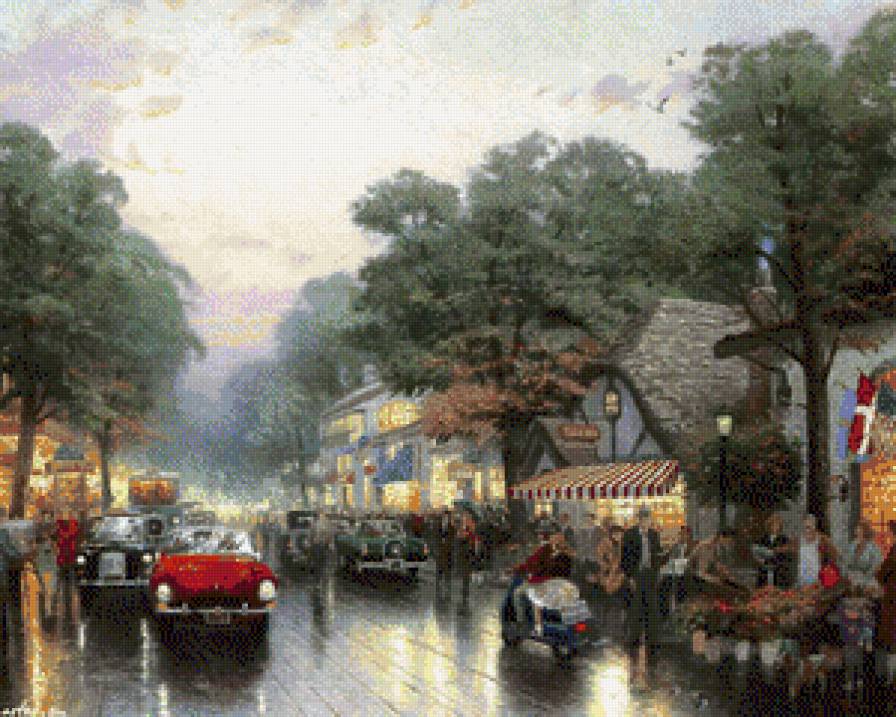 город - городской пейзаж, улица, город, картина, живопись, люди - предпросмотр