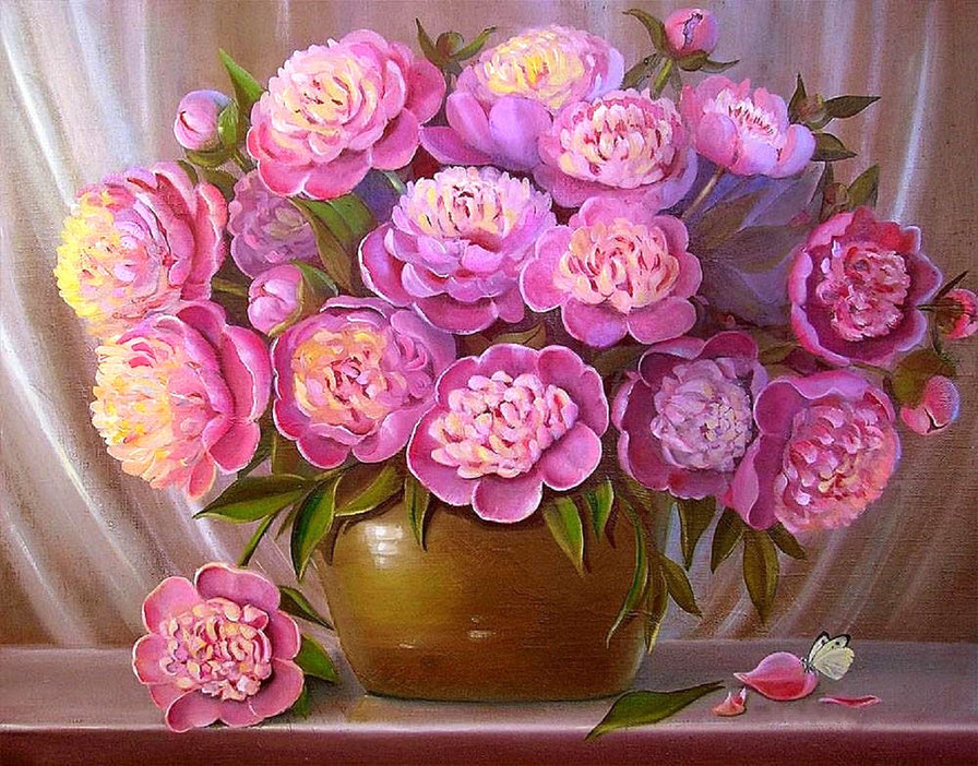 Цветы - букет, цветы, красота, живопись, картина - оригинал