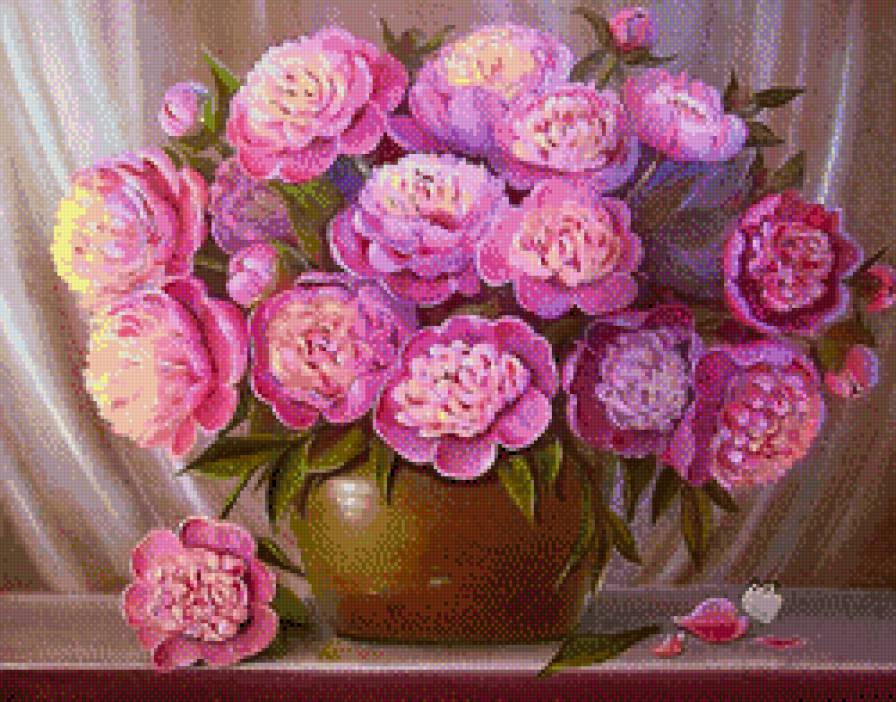 Цветы - живопись, красота, цветы, картина, букет - предпросмотр