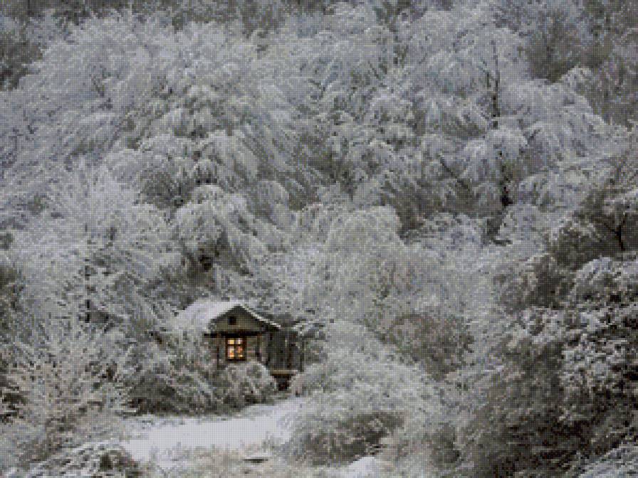 Домик в зимнем лесу - лес, зима - предпросмотр