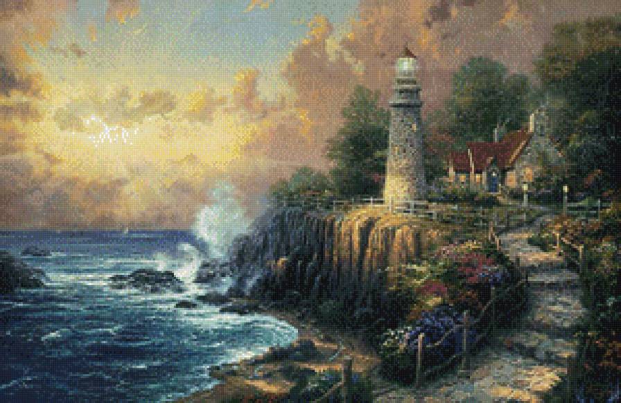 дорога к маяку - дорога, маяк, море - предпросмотр