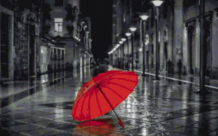 Красный зонтик - красный, город, зонт - предпросмотр