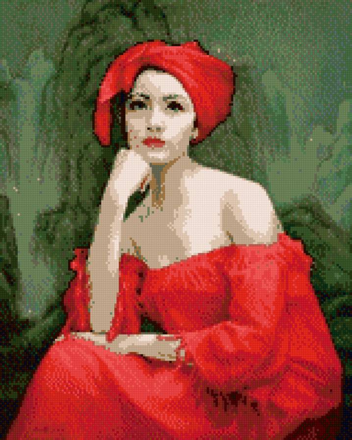 Девушка в красном - картина, красный, девушка - предпросмотр