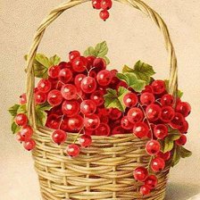 Схема вышивки «корзина с красной смородой»