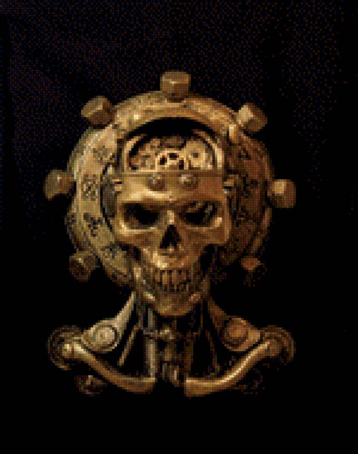 череп - черный фон, череп - предпросмотр