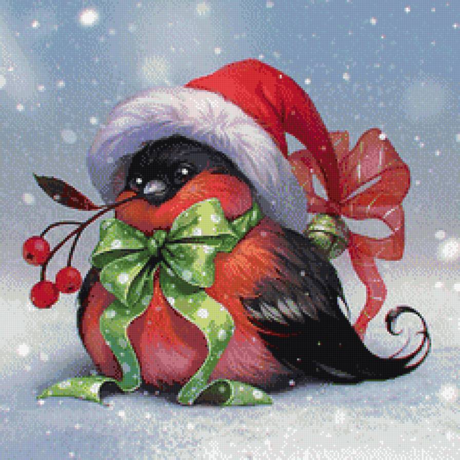 новогодний снегирь - детская, птицы, животные, новогоние, снегири - предпросмотр