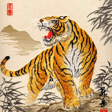 Схема вышивки «Тигр. Китайская живопись.»