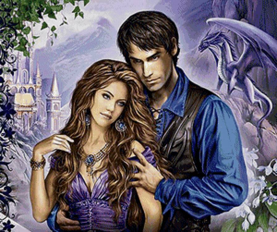 Пара фэнтези - фэнтези, любовь, девушка, пара, дракон, парень - предпросмотр