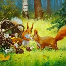 Схема вышивки «Бельчата»