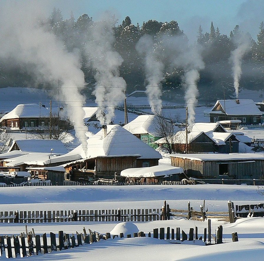 зима - деревня мороз зима банька - оригинал
