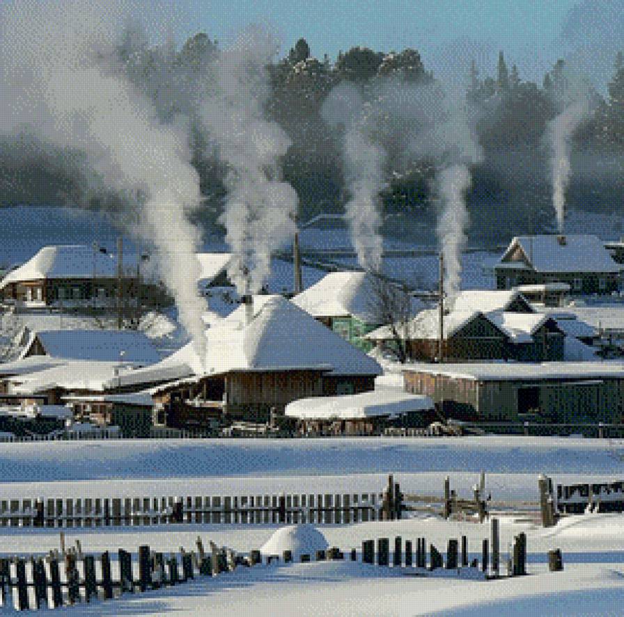 зима - деревня мороз зима банька - предпросмотр