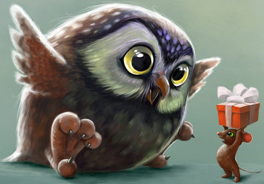 сова - сова и мышка - оригинал