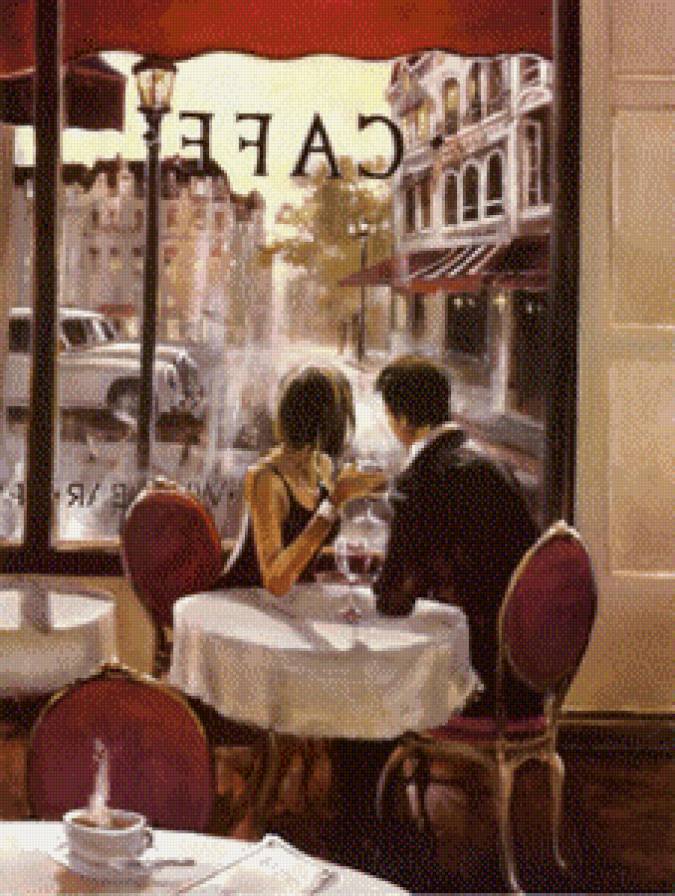 кафе,Брент Хейтон - кафе, мужчина и женщина - предпросмотр