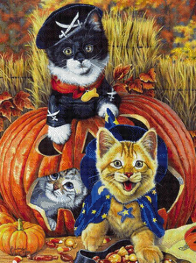 Кошачий Хеллоуин - кошки, котята - предпросмотр