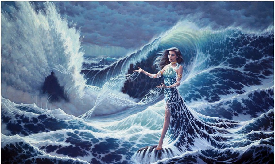 морская стихия - природа, море, волны, буря, шторм, стихия, девушка - оригинал