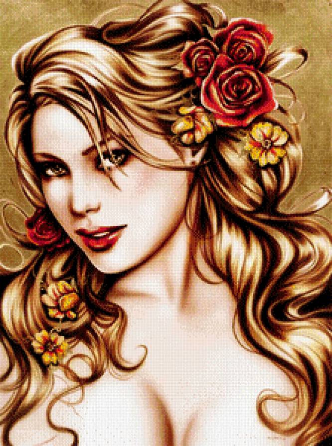 Девушка - девушка, красавица, цветы - предпросмотр