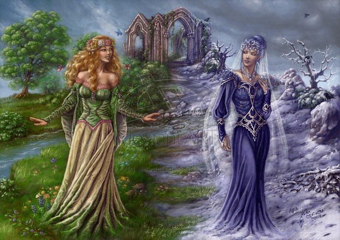 зима-лето - красота, природа, девушки - оригинал